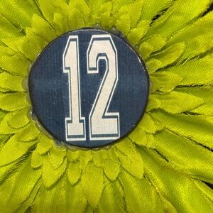 Seattle Seahawks Brooch 12s! Lime Green Flower with Navy Number 12 Accent